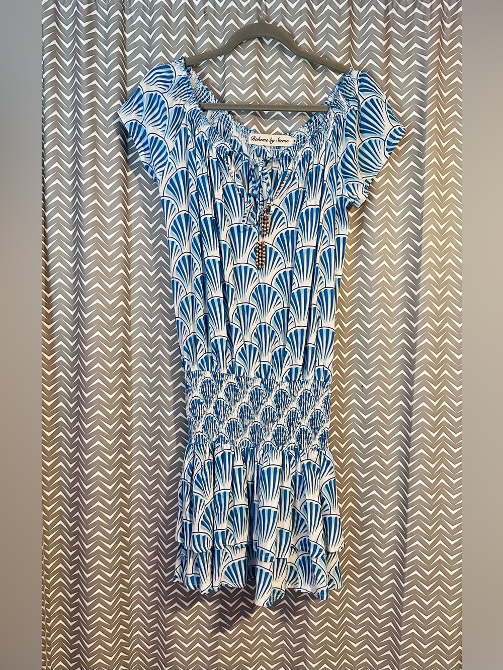Bohème by Shemo | Seashell Smocked Mini Dress, Medium